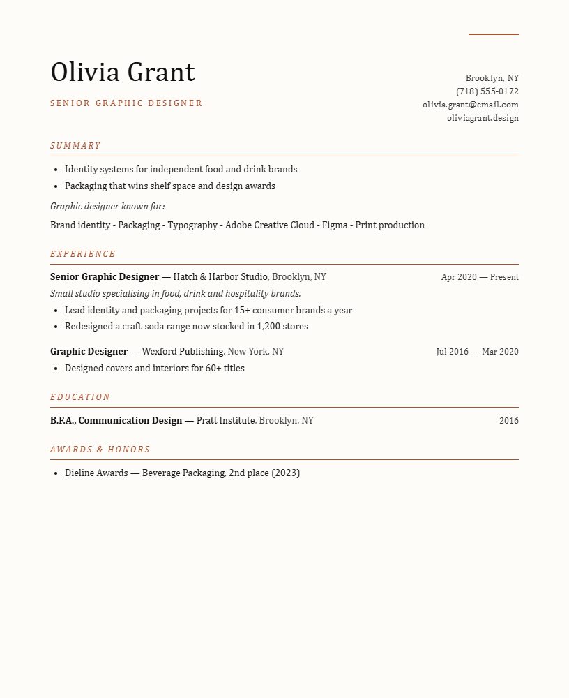 The Editorial CV template preview